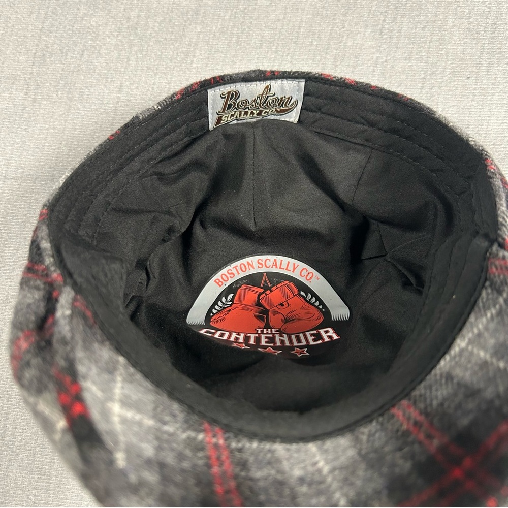 Boston Scally Co. 'The Contender' Black & Red Plaid Flat Cap M/L - Picture 6 of 6